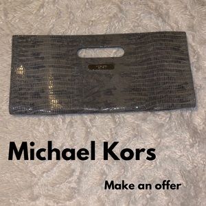 Michael Kors snakeskin leather clutch